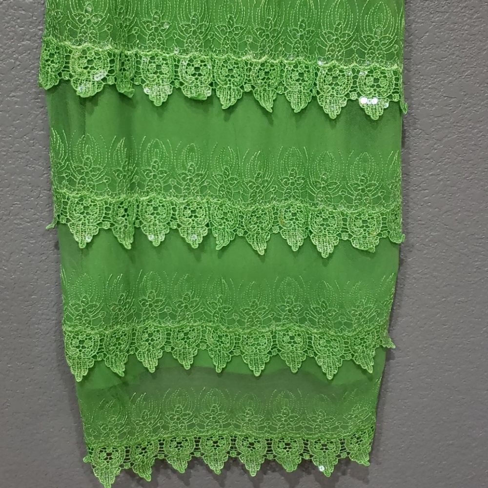 Badgley mischka Cocktail laced dress green size L - Picture 2 of 5